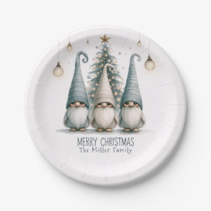 Assiettes En Carton Gnome de Noël personnalisé vacances en famille
