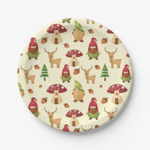 Assiettes En Carton Gnome des bois de Noël   Vacances