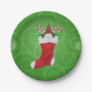 Assiettes En Carton Gnome en Noël Stocker des torrents verts Flocon de