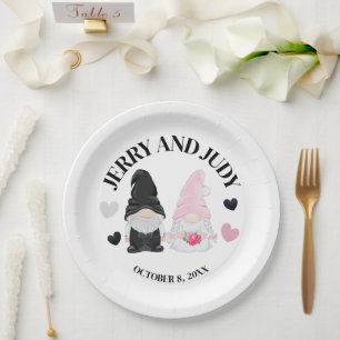 Assiettes En Carton Gnome Mariée et Groom