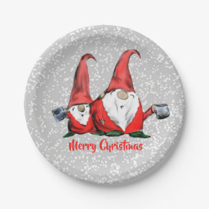 Assiettes En Carton Gnomes de Noël Jolly