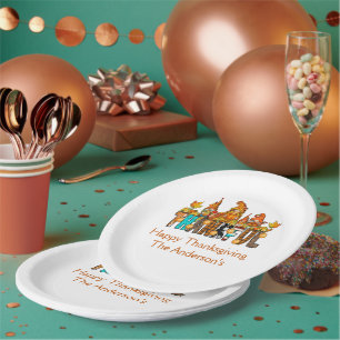 Assiettes En Carton Gnomes de remerciement Chute Thanksgiving Citrouil