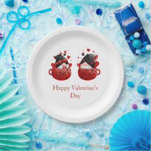 Assiettes En Carton Gnomes Saint Valentin Personnalisé