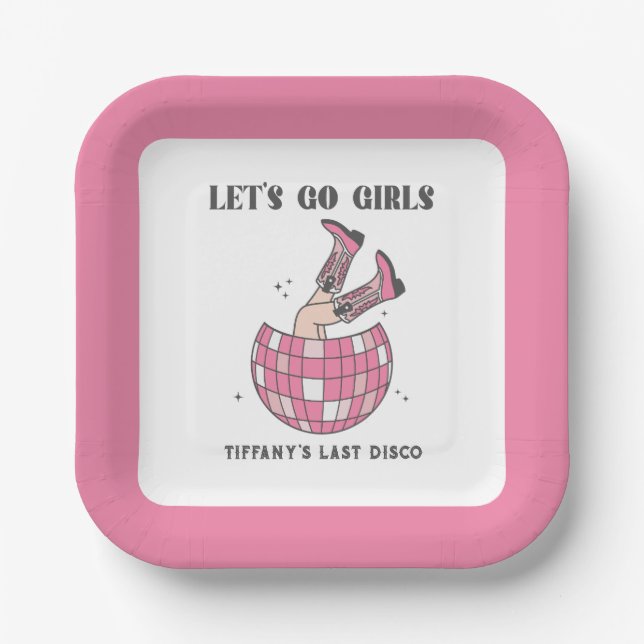 Assiettes En Carton Go Girls Disco Cowgirl Bachelorette (Recto)