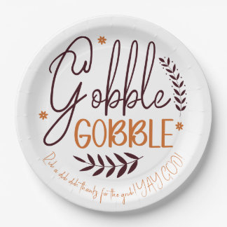 Assiettes En Carton Gobble Gobble Personnalisé Plaques Papier Thanksgi