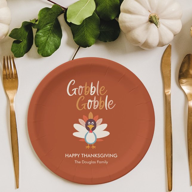 Assiettes En Carton Gobble Gobble Turquie Plaques du Parti d'Action de (Créateur téléchargé)
