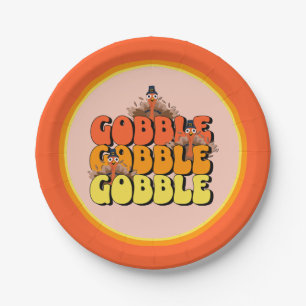 Assiettes En Carton Gobble Thanksgiving Turquie