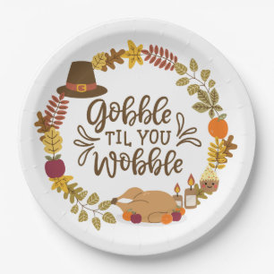 Assiettes En Carton Gobble Til You Wobble Joyeux Thanksgiving