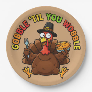 Assiettes En Carton Gobble Till You Wobble Action de grâce