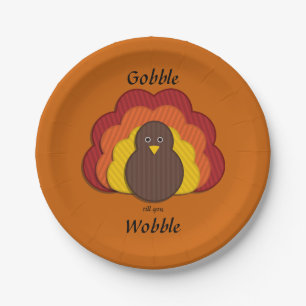 Assiettes En Carton Gobble Till You Wobble ! Joyeux Thanksgiving