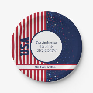 Assiettes En Carton God Bless America USA Independence 4 juillet