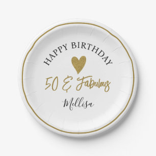 Assiettes En Carton Gold 50 et fabuleux 50e fête d'anniversaire