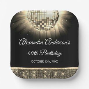 Assiettes En Carton Gold 60th Birthday Party 70's Disco Ball
