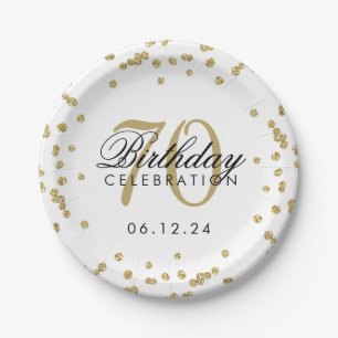 Assiettes En Carton Gold 70th Birthday Parties scintillant Confetti Wh