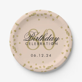 Assiettes En Carton Gold 80e anniversaire Parties scintillant Confetti