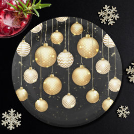 Assiettes En Carton Gold Baubles Christmas Tree Ornamy Party