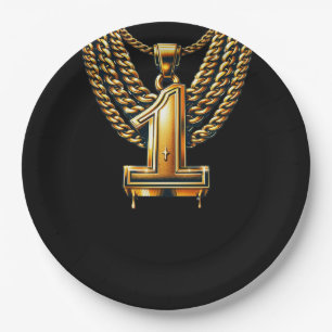 Assiettes En Carton Gold Chain 1 Drift #1 1st Birthday Party