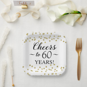 Assiettes En Carton Gold Confetti encourage à 60 ans