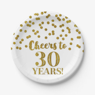 Assiettes En Carton Gold Confetti fête ses 30 ans d'anniversaire