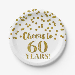 Assiettes En Carton Gold Confetti fête ses 60 ans d'anniversaire