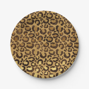 Assiettes En Carton Gold Foil Cheetah Motif Jungle fête d'anniversaire