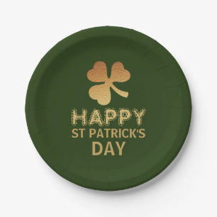 Assiettes En Carton Gold Foil Shamrock, St Patrick's Day Party