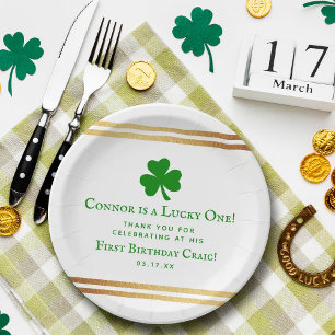 Assiettes En Carton Gold Foil St. Patrick's Day 1er anniversaire