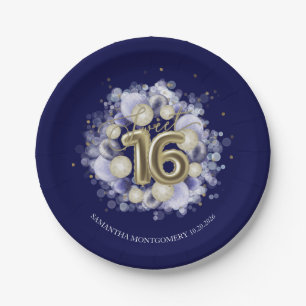 Assiettes En Carton Gold Foil Sweet 16 Anniversaires Ballons Party Roy