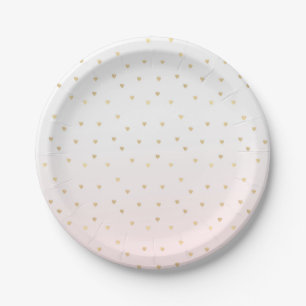 Assiettes En Carton Gold Hearts Blush Pink Ombre