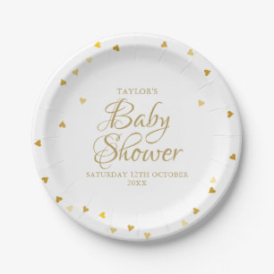 Assiettes En Carton Gold Hearts Confetti Baby shower / Sprinkle