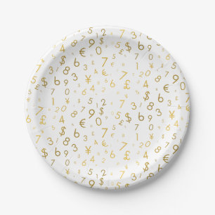 Assiettes En Carton Gold Luxury Numéros & Devise Symboles Motif
