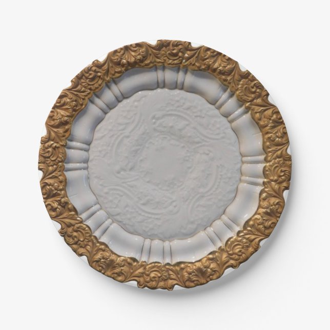 Assiettes En Carton Gold Marie Antoinette nuptiale douche posd mariage (Devant)