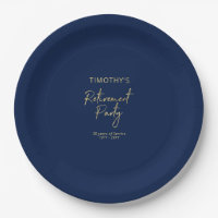 Gold & Navy Blue Modern Retirement Party