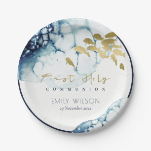 ASSIETTES EN CARTON GOLD NAVY SOUS-MARINE POISSON PREMIER SAINT COMMUN