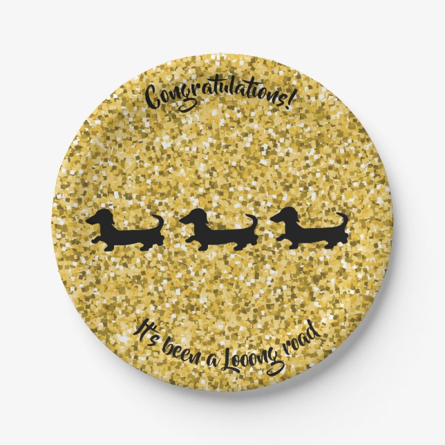 Assiettes En Carton Gold Parties scintillant Dachshund Party Plate Fél (Devant)