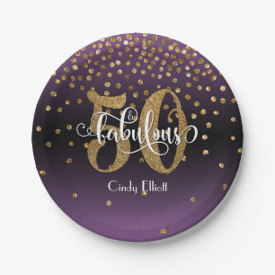 Assiettes En Carton Gold Parties scintillant Purple Ombre 50 et fabule