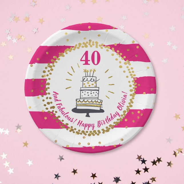 Assiettes En Carton Gold Parties scintillant Rose Stripe N'Importe Que (Créateur téléchargé)
