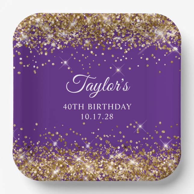 Assiettes En Carton Gold Parties scintillant Royal Purple 40e annivers (Recto)