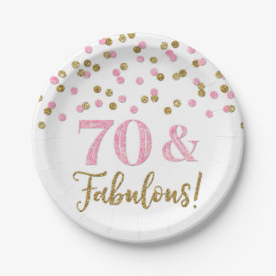 Assiettes En Carton Gold Pink Confetti 70 et fabuleux