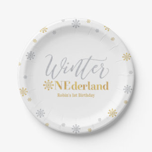 Assiettes En Carton Gold & Silver Winter Onederland 1er anniversaire f