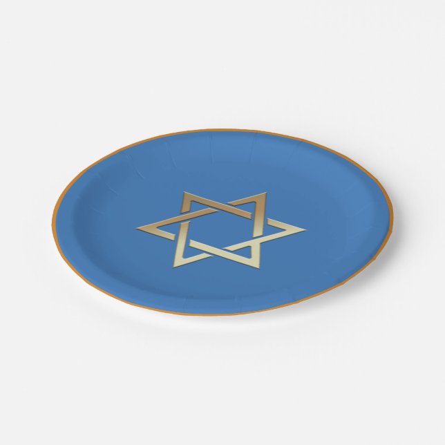 Assiettes En Carton Gold Star de David Plaques de papier (Angle)