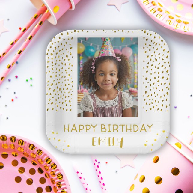 Assiettes En Carton Gold Stars Faux Parties scintillant Birthday Kids  (Créateur téléchargé)