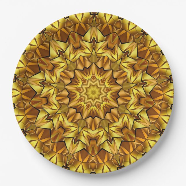 Assiettes En Carton Golden Mandala Antique Abstract Design-63495 (Devant)