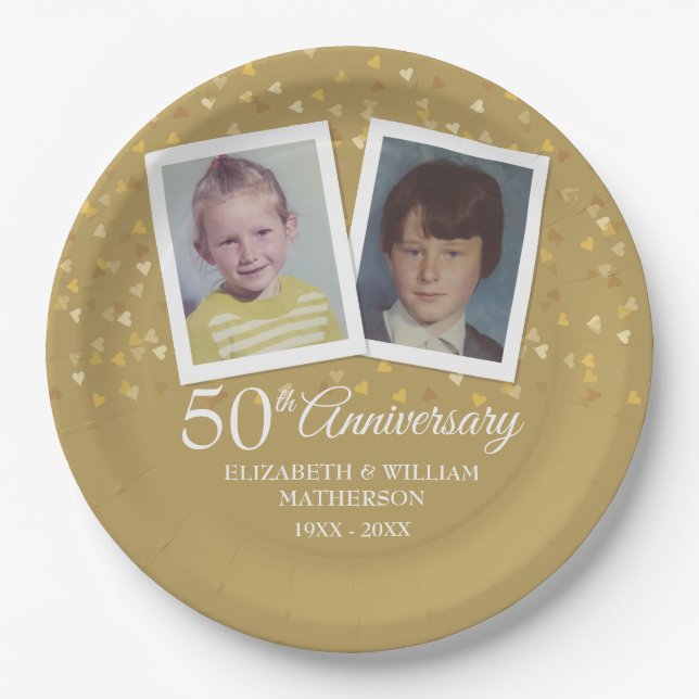 Assiettes En Carton Golden Mariage Anniversary Childhood Photos (Devant)
