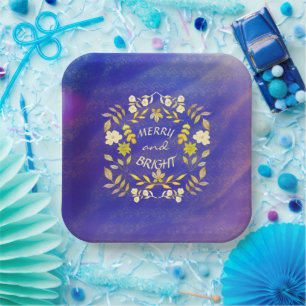 Assiettes En Carton GOLDEN MERRY ET BRIGHT personnalisé