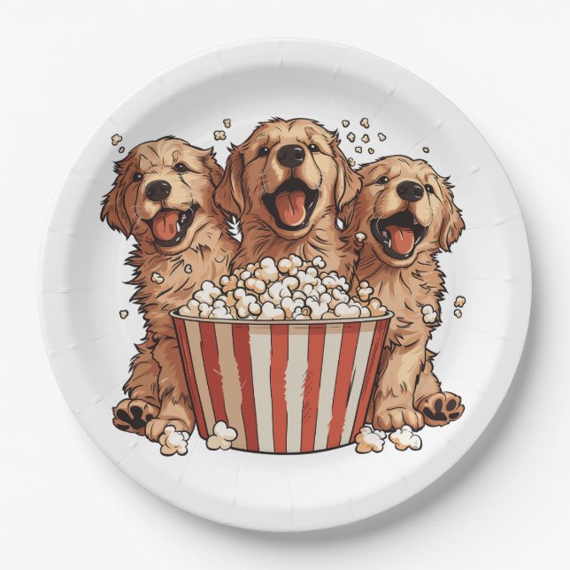 Assiettes En Carton Golden Retriever Dogs Movie Popcorn Bucket (Devant)