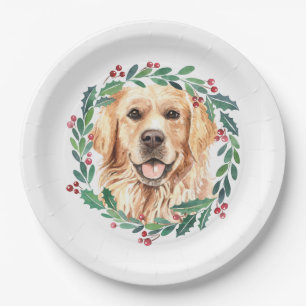 Assiettes En Carton Golden Retriever Elegant Chien Noël