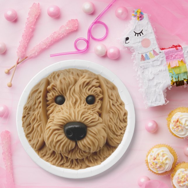 Assiettes En Carton Goldendoodle Chien 3D Inspiré (Fête)