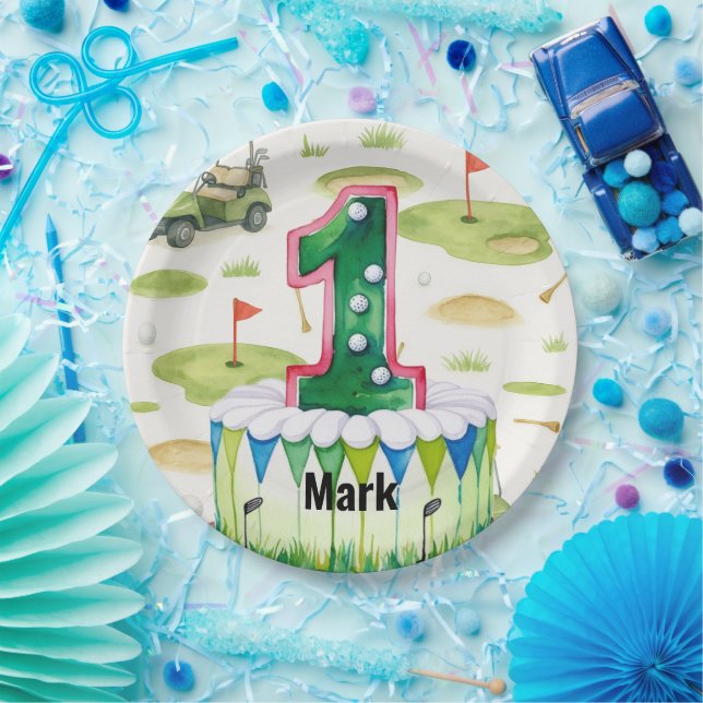 Assiettes En Carton Golf 1er anniversaire un an golfeur numéro un (Fête)