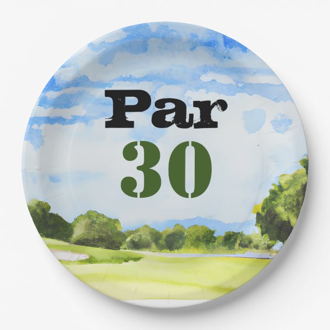 Assiettes En Carton Golf 30e anniversaire Par tee trente (Devant)